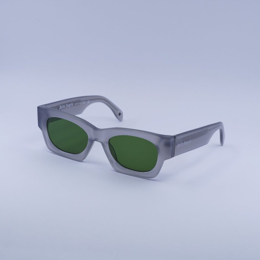 Palm Angels PERI089 BODIE 0955 Sunglasses Grey Square Frame, Green Lenses